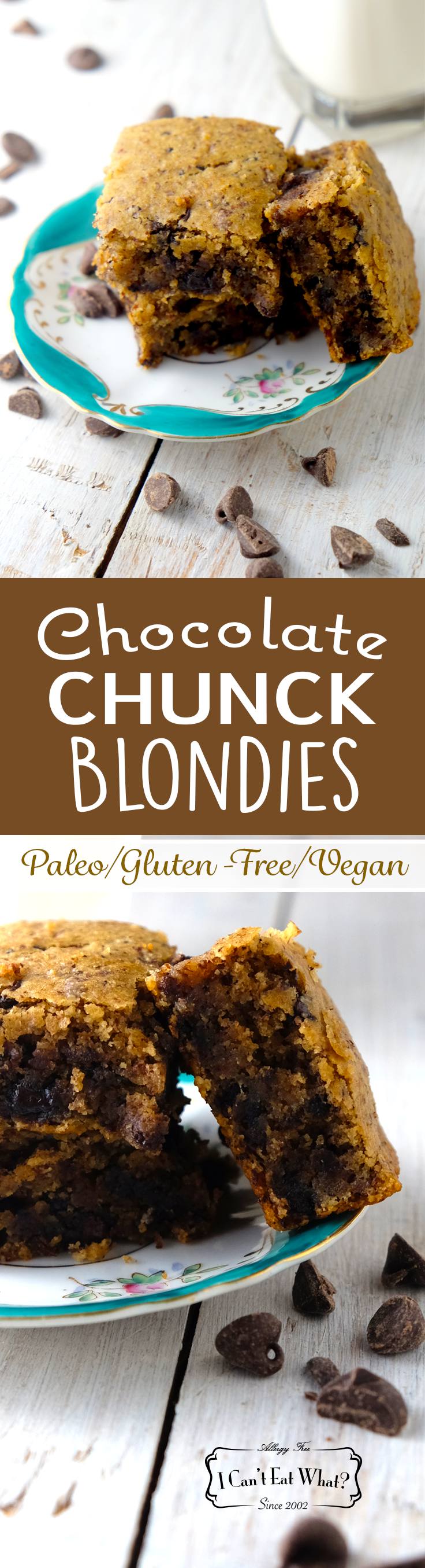 Paleo/Vegan Chocolate Chunk Blondies